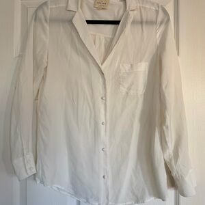 Sezane silk white button up shirt. Size S.